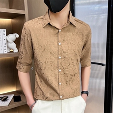 507A-CS532-P482025夏装时尚男士七分袖青年碎花衬衫修身衬衣，男装衬衫，星座507A（原星座306B-2）