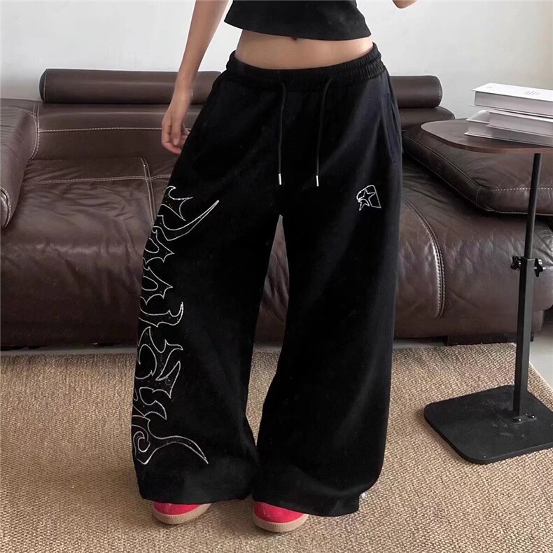 运动裤女美式高街辣妹春秋宽松高腰街舞卫裤子K6825-P45,男装休闲裤,星座412-3