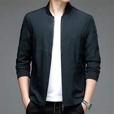 2023春季新款宽松纯色外套薄款中青年男士夹克爸爸男装上衣图片