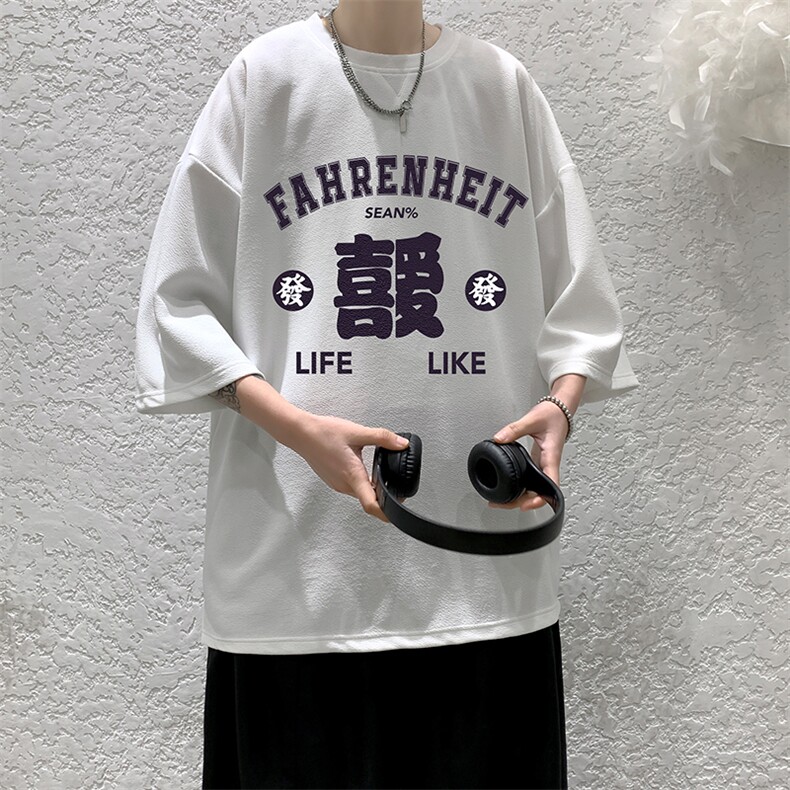 Q11256-P30春夏季七分袖t恤男大码五分袖男短袖中袖大皂风,男装T恤,电商A040