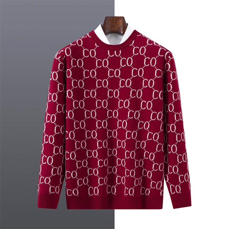 2025年秋季新款百搭男士提花圆领长袖羊毛衫，男装羊毛衫，牧绒家园高端店