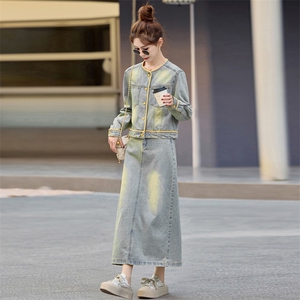 （新款现货）2026春秋超火气质减龄洋气漂亮独特牛仔套装裙两件套图片