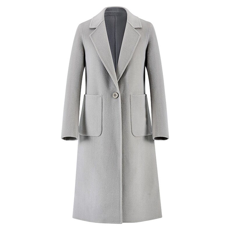 西装领长款2024年秋冬季新款羊毛双面呢大衣，女装双面呢大衣，织美生