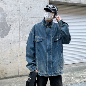 美式复古立领牛仔外套男秋季宽松男生短款百搭工装夹克JK1181-P88图片