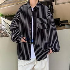 C3082/P40秋装新款条纹长袖衬衣男立体口袋工装大码衬衫男上衣，男装衬衫，电商A141