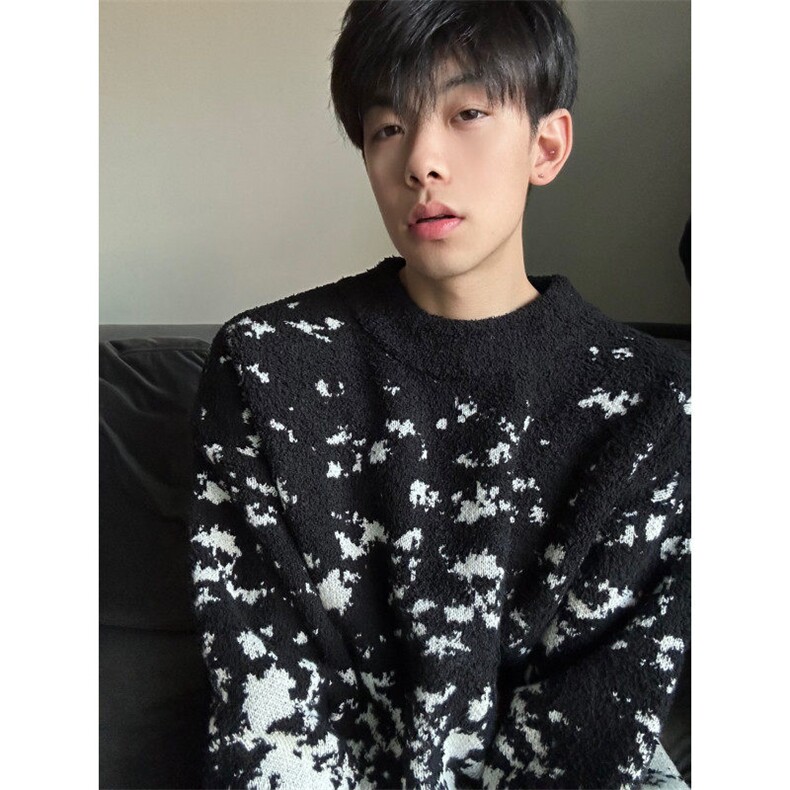 网图84531-P50雪花渐变针织衫圣诞毛衣复古衣服慵懒风红色外套,男装针织衫/毛衣,电商D310B