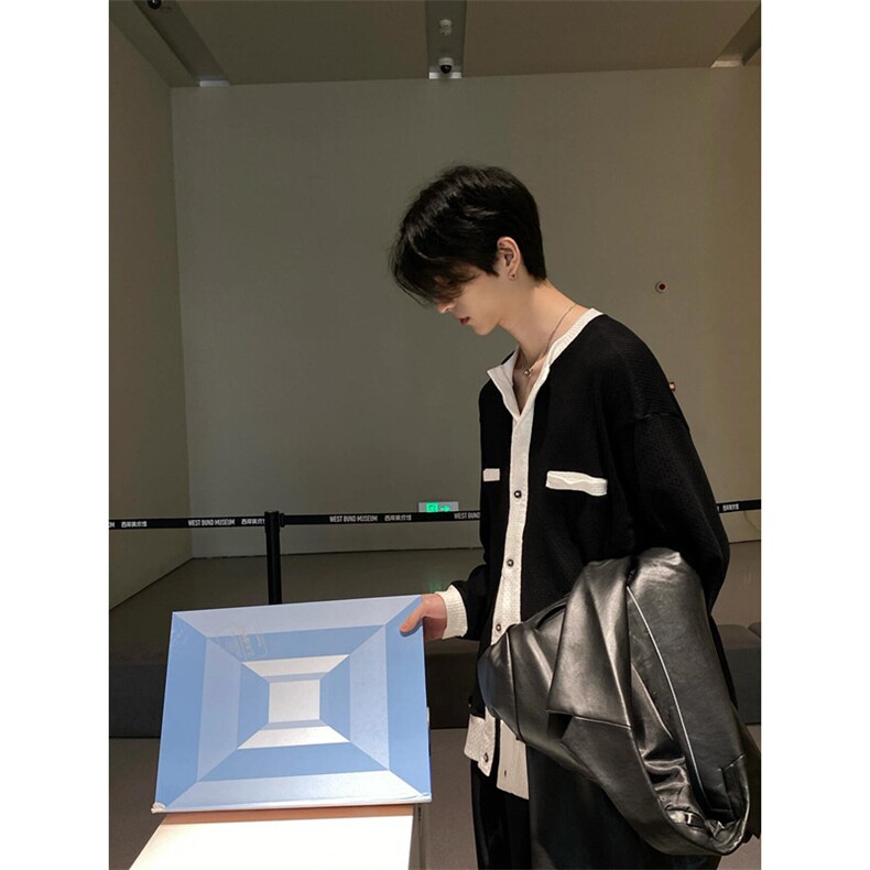 春秋季精致学院小香风外套男士韩版时尚百搭宽松针织开衫M68006,女装短外套,星座1116A（原606A-3）