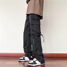 B221秋冬新款美式ins高街小众休闲工装牛仔裤子LK22069-P75控98，男装牛仔裤，电商B221