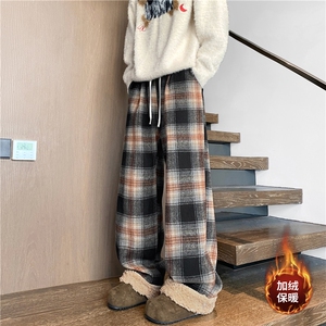 抖音品质潮流黑咖格宽松休闲加厚外穿棉裤B315-K25898JR-p65控88图片