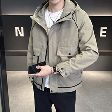 春秋连帽休闲宽松百搭工装多口袋男装夹克8817-P105，男装夹克，星座703-1