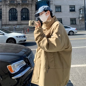 冬季潮牌纯色面包服廓形情侣外套日系复古立领加厚棉衣 W5700-P80图片