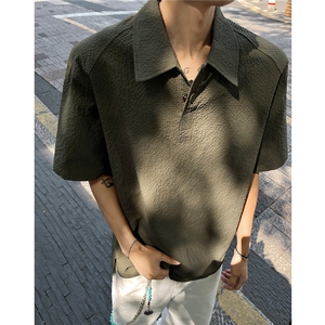 25夏季 美式速干透气泡泡纱短袖polo衫翻领T恤上衣男 H1097 特P28图片
