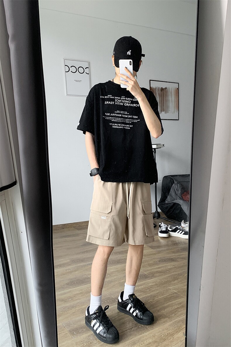 8XL-M特大码冰丝短裤男五分裤褶皱休闲裤工装中裤DK1504P45控68,男装牛仔裤,电商D206-1