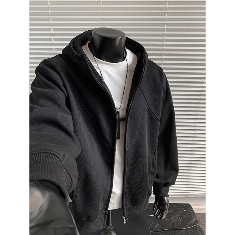 重磅全棉无帽绳450克拉链连帽卫衣硬挺套头外套男 RH5325-P58图片