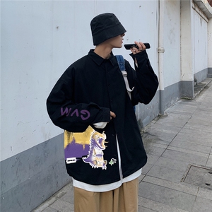 港风休闲情侣大码长袖衬衫男潮帅气潮防晒衣衬衣CS7215P35图片