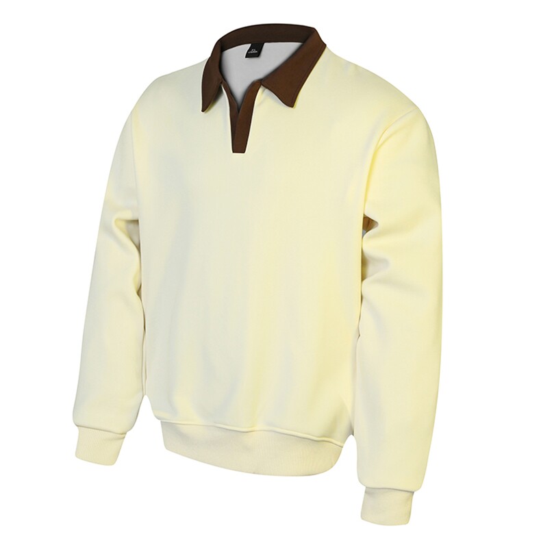 抖音得物二开25秋冬美式高街重磅华棉撞色POLO翻领卫衣W137，男装卫衣，电商A486