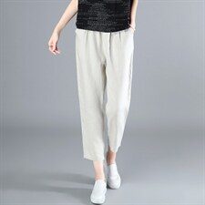 长期现货棉麻舒适时尚潮流裤子中腰夏秋季休闲气质九分裤哈伦裤潮，女装连体裤，涵誉