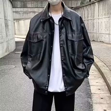 美式高街皮衣男士韩版潮流宽松百搭2024秋冬ins帅气外套W5937-P72，男装皮衣，星座412-3