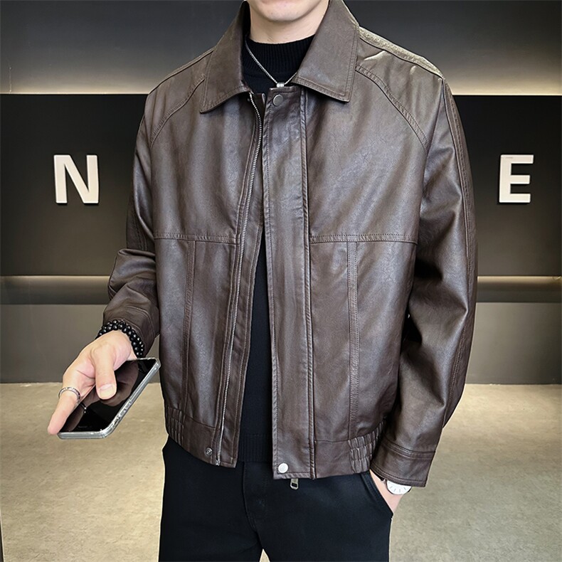 秋季皮夹克宽松偏大男装皮衣2025新款品质外套C317-J8806-P155,男装夹克,电商C317