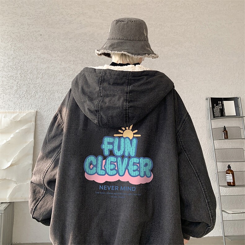 控价158牛仔棉衣男大码加绒羊羔绒牛仔棉服男棉袄 NM53377-P140图片