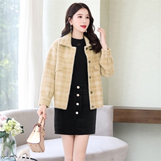 2022春秋季女款小清新设计时尚保暖长袖短款，女装毛呢外套，臻衣坊