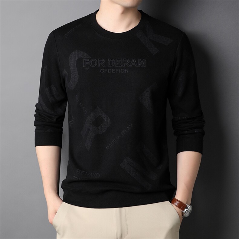 男士长袖t恤秋冬季厚款打底衫潮流宽松上衣爸爸装卫衣HPN788-P75，男装T恤，电商B212（原钱塘6029）