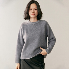 秋季新款肩袖双层领纯色针织开衫时尚百搭，女装针织衫/毛衣，鸥蕊娅羊绒