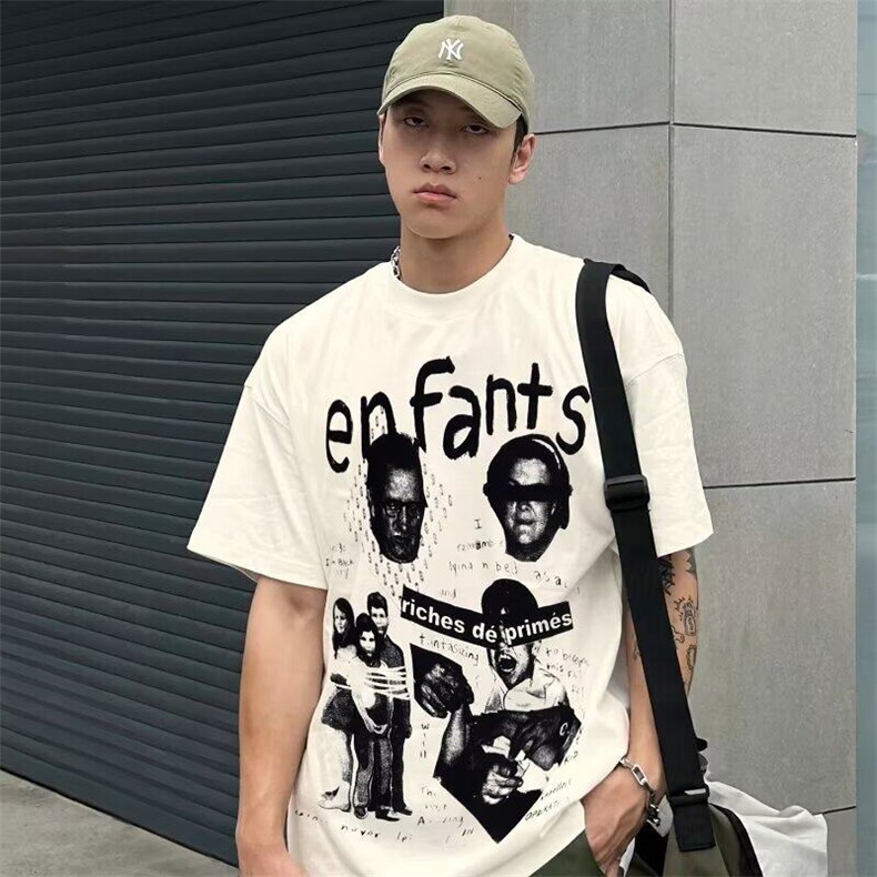 25@摇滚复古人像纯棉圆领T恤男女美式宽松百搭上衣B1423-P28网图，女装T恤，电商B245