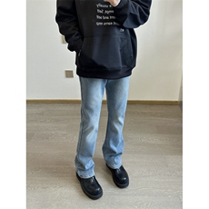 cleanfit裤子高街潮牌水洗微喇叭牛仔裤修身直筒痞帅长裤，男装牛仔裤，星座310A-4