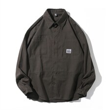 CS4005-P60秋季日系工装长袖衬衫纯棉男士大码宽松版外套M-5XL，男装衬衫，电商B280-1（原A049）