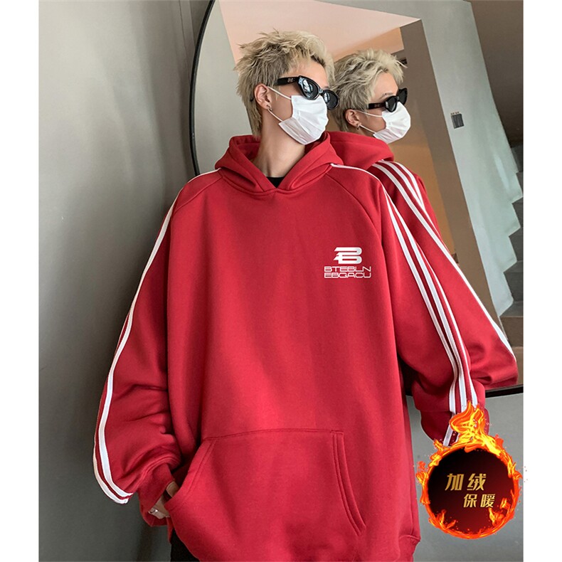 抖音得物供货提供视频秋冬重磅美式宽松织带连帽卫衣0633,男装卫衣,电商A486