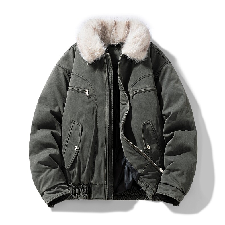 M1658-P115冬季新款美式可脱卸毛领水洗工装棉服外套,男装棉衣,星座109