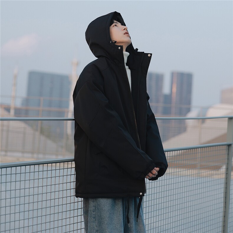 供抖音得物防风防水冲锋衣棉衣加厚连帽外套MY1188/P125黑色7,男装夹克,电商A094