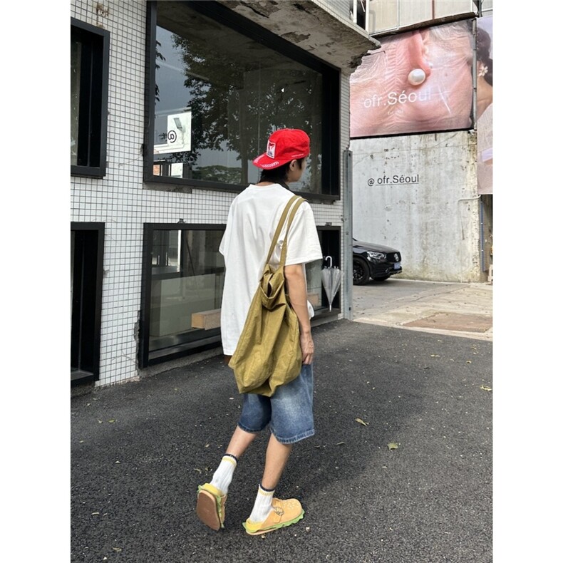 2025夏季新款阔腿直筒五分裤美式复古汉堡薯条毛巾绣牛仔短裤,男装牛仔裤,星座1210-1