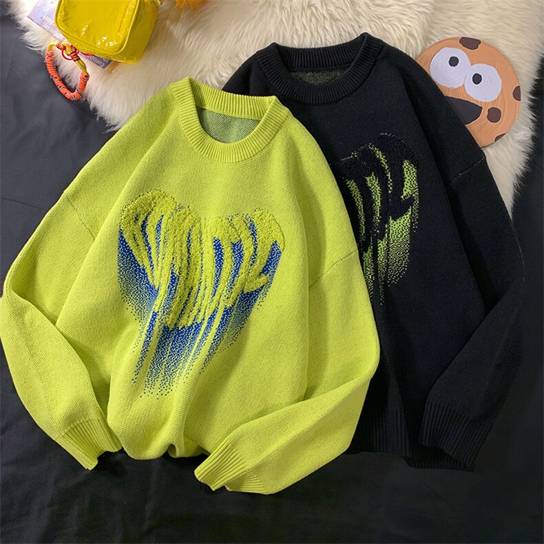 中性风21新款潮流爱心提花男毛衣情侣毛线套头衫XJ476P75限98,男装针织衫/毛衣,电商A089-1
