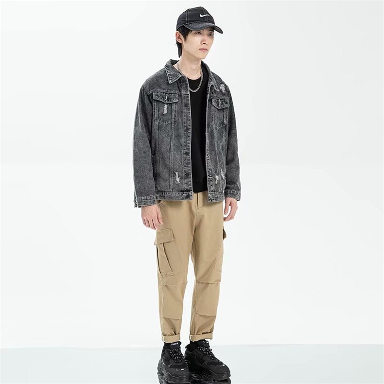 美式牛仔外套男春秋复古潮牌上衣休闲男士工装夹克609-310B-1-P55,男装夹克,星座310B-1