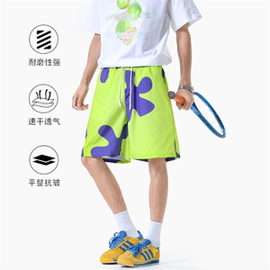 派大星冰丝透气短裤男款夏季潮牌美式运动速干中裤情侣休闲沙滩裤图片