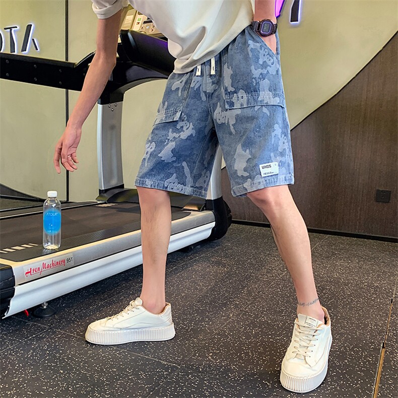 2025新款夏季牛仔短裤男潮牌休闲宽松运动男士短裤A313-1-K72-P68图片