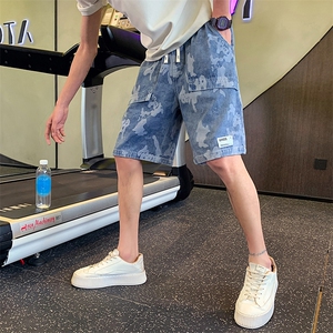 2025新款夏季牛仔短裤男潮牌休闲宽松运动男士短裤A313-1-K72-P68图片
