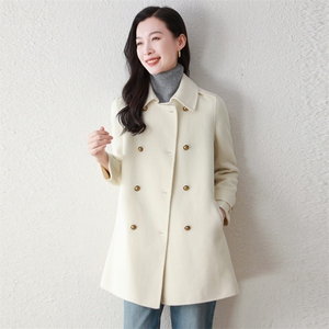 秋冬新款女式时尚韩系新款羊毛呢外套女士秋冬气质双面羊毛大衣图片