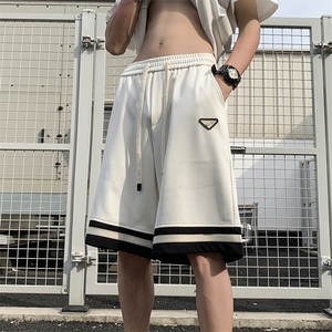 夏款男短裤条纹拼接贴标直筒宽松卫裤D290 P35图片