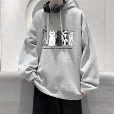 WY2100-P35纯棉连帽卫衣男大码运动帽衫宽松薄外套男，男装卫衣，电商A040