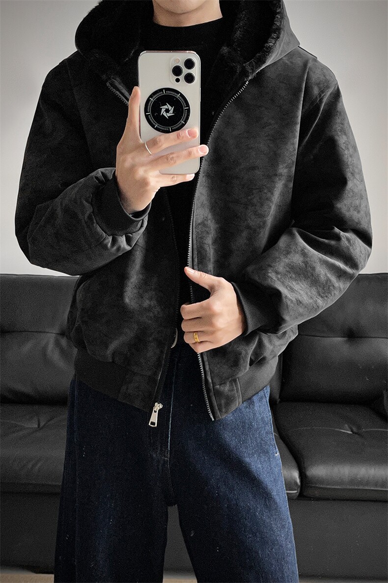 冬季连帽pu皮加绒皮棉衣座山雕男装加绒连帽棉服情侣外套S533特90,男装皮衣,电商A233-1