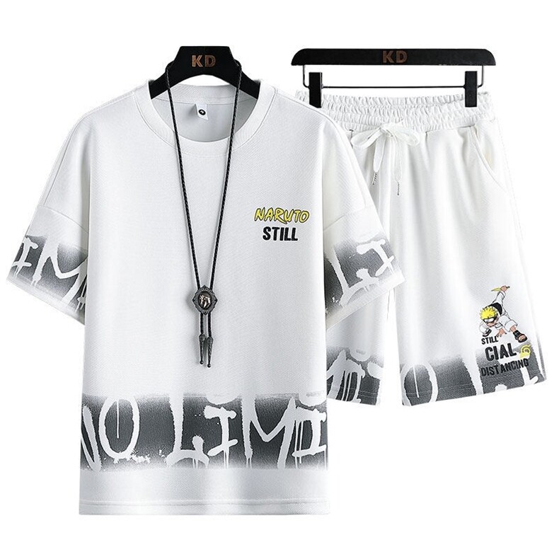 83609-P60休闲时尚套装男夏季运动休闲服潮牌一套搭配短袖短裤男,男装T恤,电商D310B