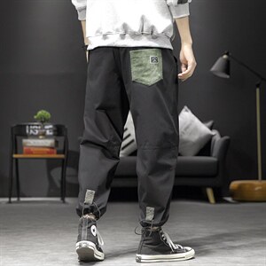 2021秋季新款大码男日系潮流抽绳束脚工装九分休闲裤K577-P40图片