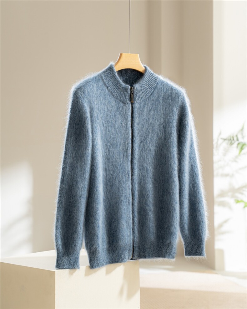2025百搭时尚简约拉链款棒球拉链开衫，男装针织衫/毛衣，伊纯羊绒