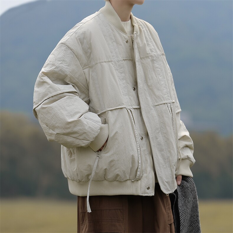 保暖外套潮牌纯色拼接羽绒服男冬季街头宽松加厚棒球服W7952-P92,男装羽绒服,星座512-4