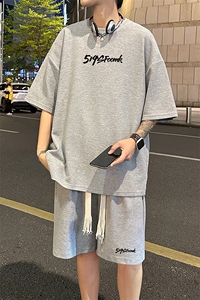套装！ 华夫格套装短袖T恤短裤男 TZ246-特P 38图片