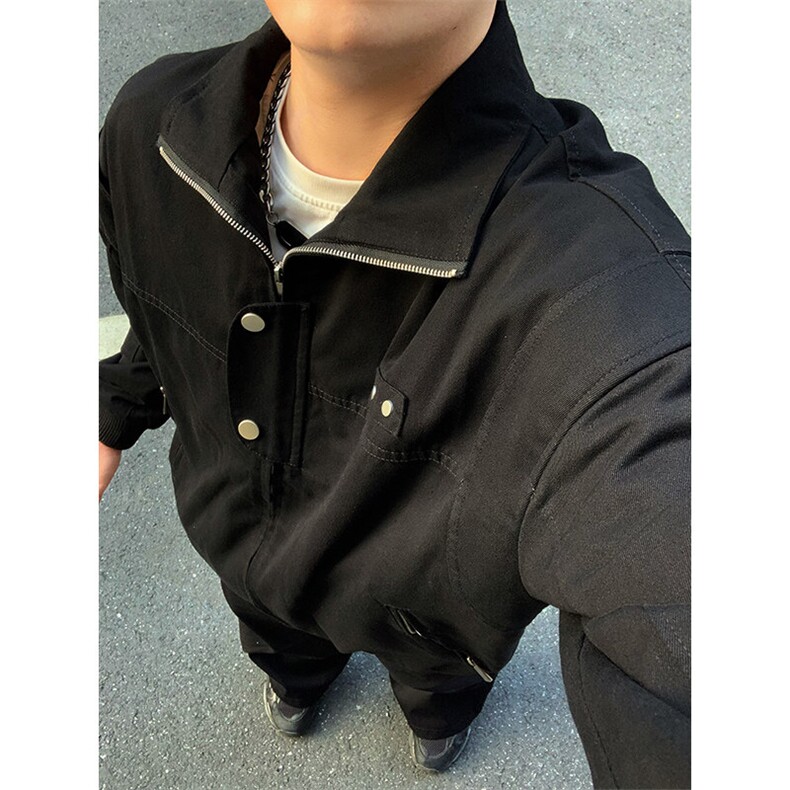特P95 无差价新款潮流百搭拉链春秋夹克外套-HJ5725 男模外景图片