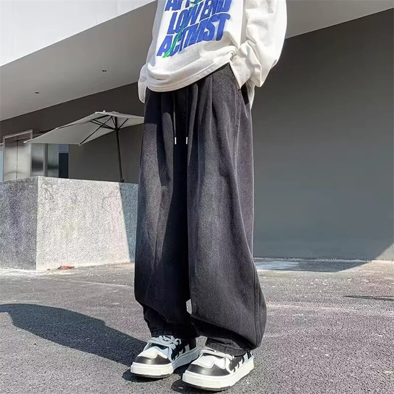 美式高街复古水洗做旧牛仔宽松阔腿情侣长裤KZ45K2232--TP45,男装休闲裤,电商A247C